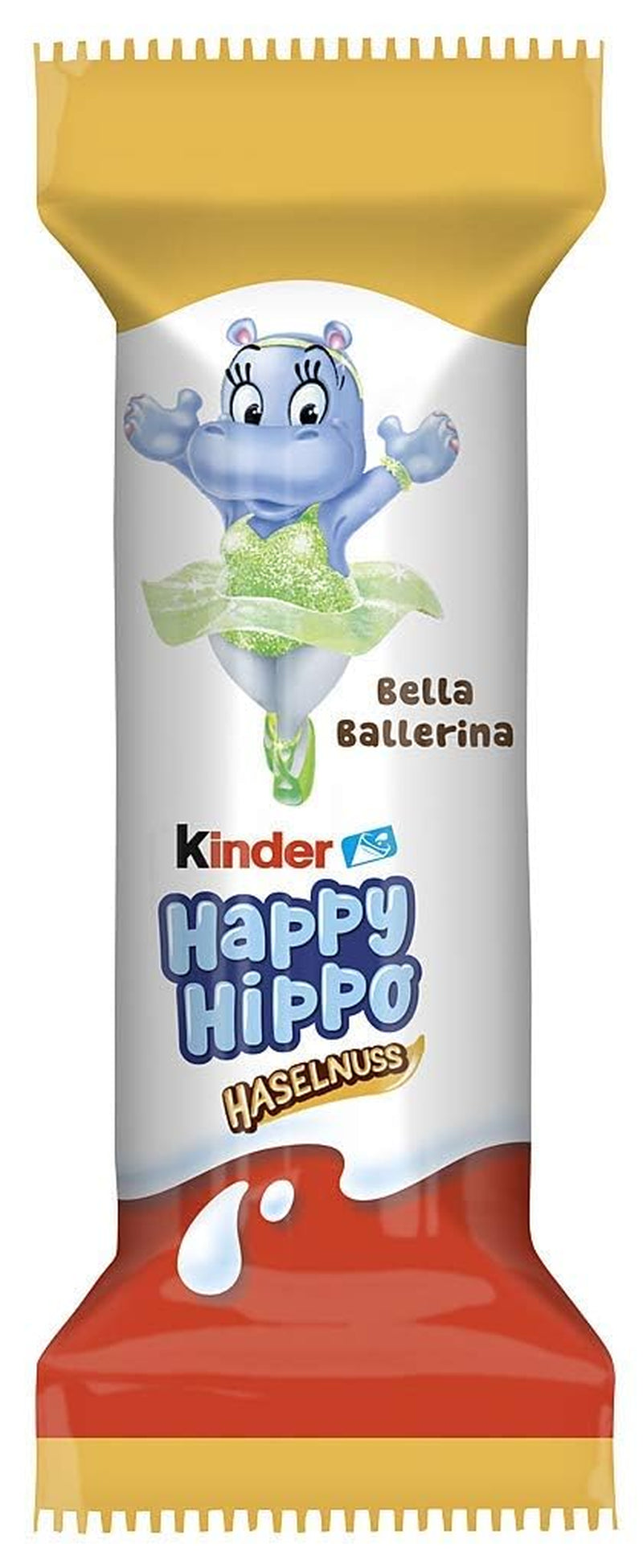Kinder Happy Hippo Hasselnöt - Specialknäckiga rån med mjölk och hasselnötskräm - Karneval och Mardi Gras sötsaker - 1 förpackning innehållande 5 individuella barer på 20,7 g vardera