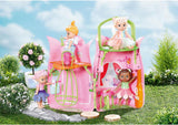 BABY Born Storybook Cottage, hopfällbart dockhus för 18 cm dockor med bord, öppen spis, schäslong och teleskop, rosa grön, 833803 Zapf Creation Dollhouses Naty Shop