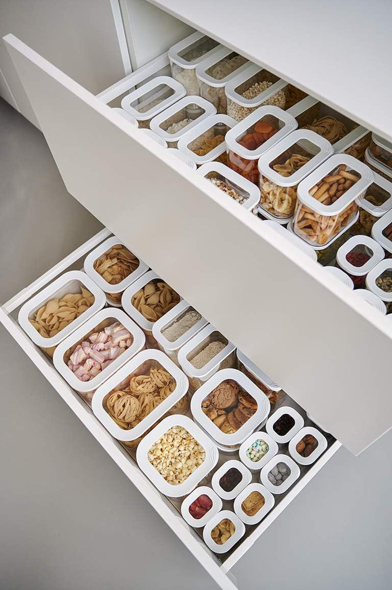 Mepal Set med 3 förvaringsburkar med lock - Rektangulär matbehållare - Köksarrangör i plast - Lufttät förvaringsbehållare - 1x 2000ml & 2x 1000ml - Vita matförvaringslådor Naty Shop