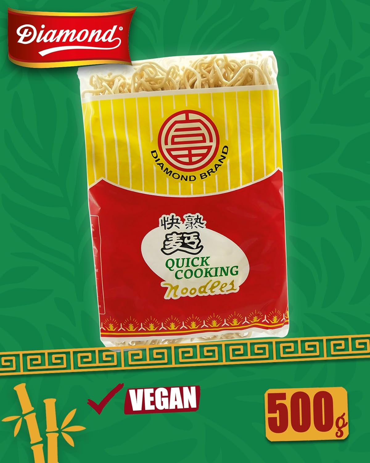 DIAMOND Instant Eggless Nudlar, Instant Vetemjöl Wok Nudlar & Tillbehör - 4 x 500 g