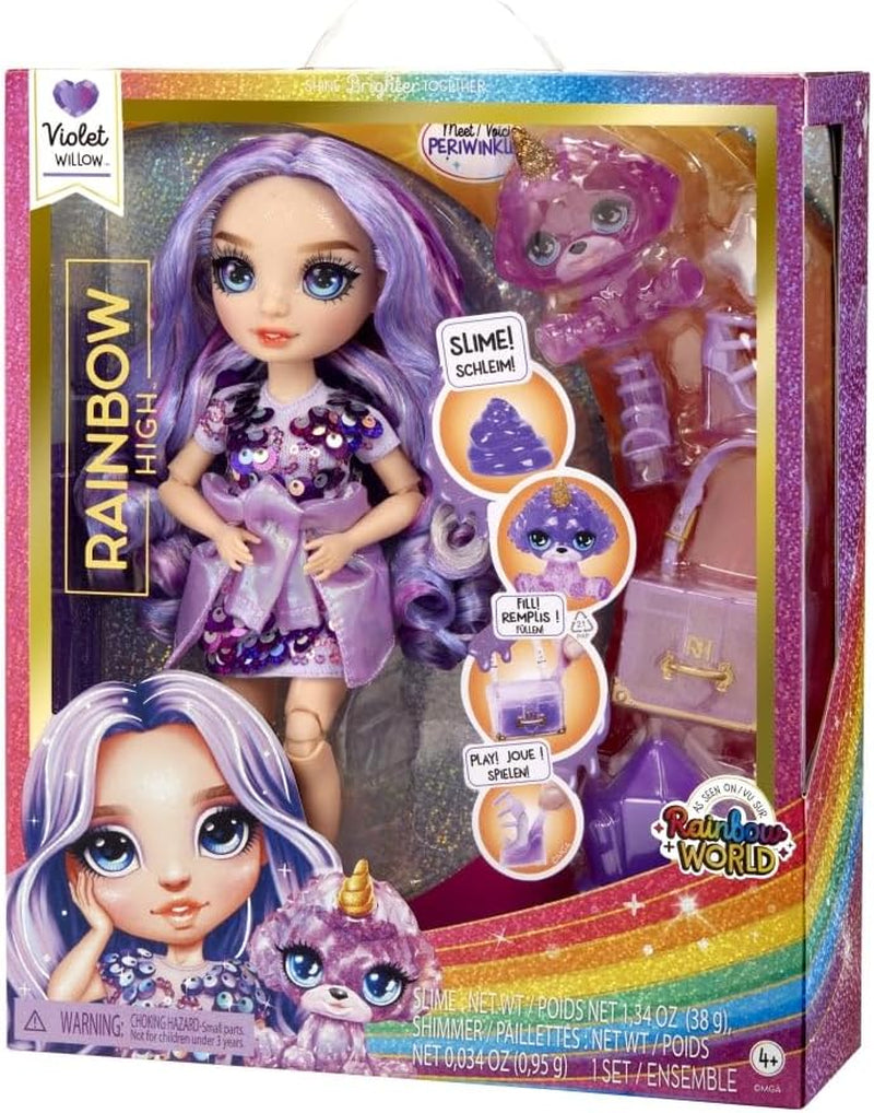 Rainbow High Fashion Docka med Slime och Pet - Lila - 28 cm Glitter Doll med Glitter Slime, Magic Pet och modeaccessoarer - Leksak för barn - Perfekt för 4-12 år
