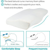 Edihome Nackstödskudde Nack smärtlindringskudde 50 x 30 x 10cm Memory Foam Nackkudde Ortopedisk kudde Ergonomisk dubbel bomullsöverdrag Hypoallergen
