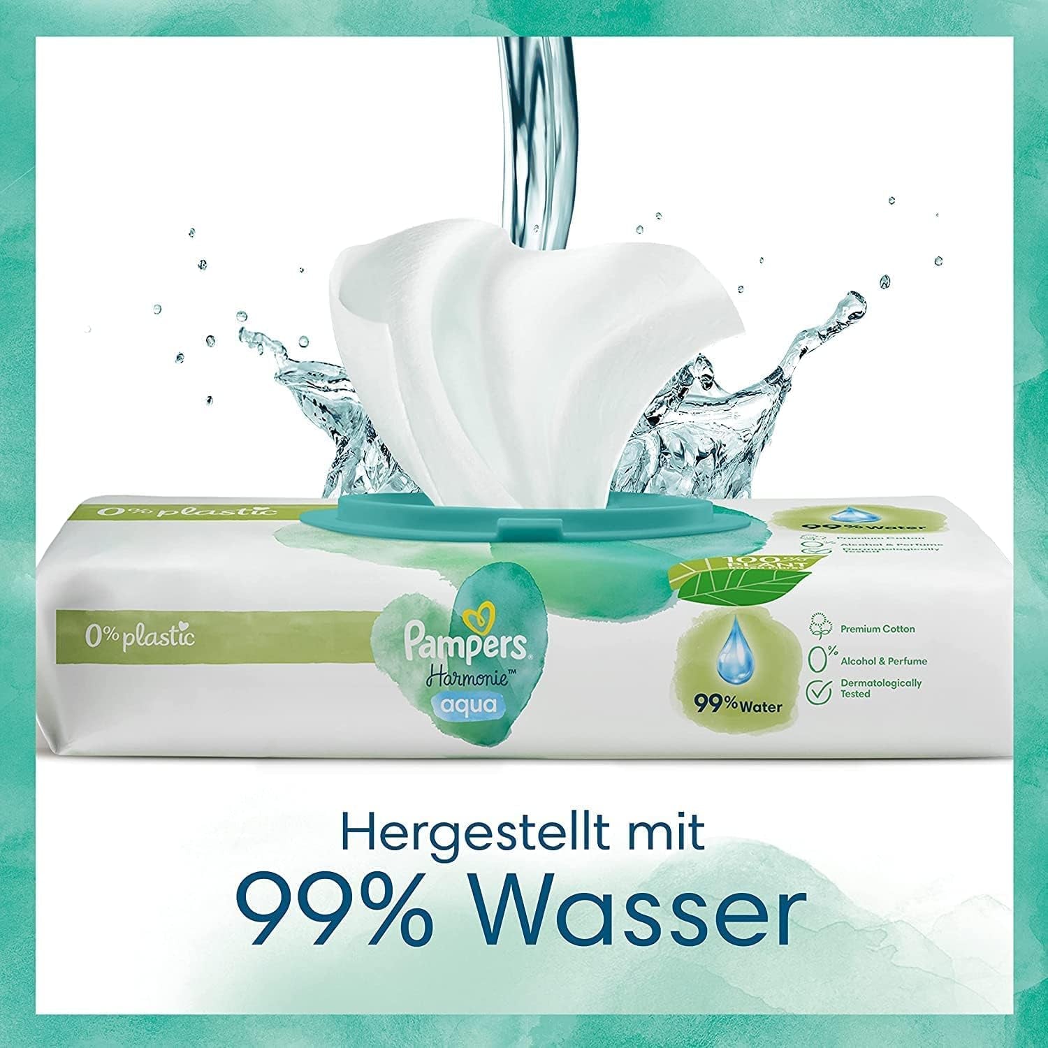 Harmonie Aqua Babyblöjset storlek 1 (2-5 kg, 180 st), storlek 2 (4-8 kg, 240 st), Half Moon Box och Aqua Baby Wipes, 720 Wipes (15 x 48), Baby Starter Kit