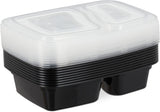 Relaxdays Meal Prep-lådor, set med 10, 2 fack, mikrovågsresistent, 800 ml, plastmatlåda med lock, svarta matförvaringslådor Naty Shop