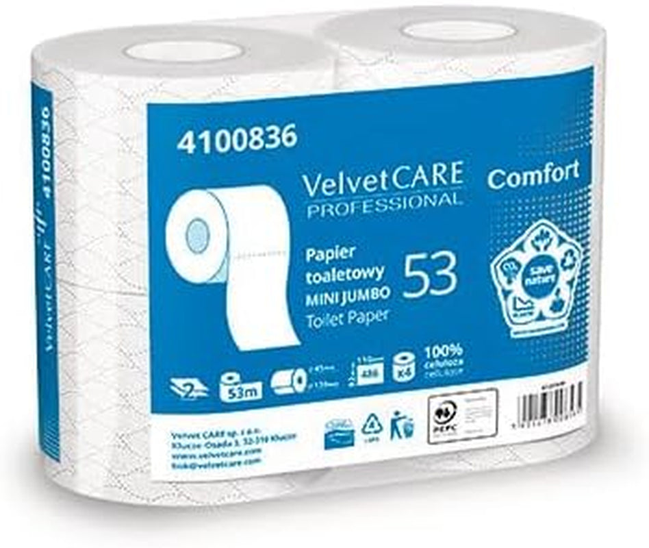 Comfort Cellulose toalettpapper, 2-lagers toalettpapper, 486 ark, 4 st, vitt toalettpapper,