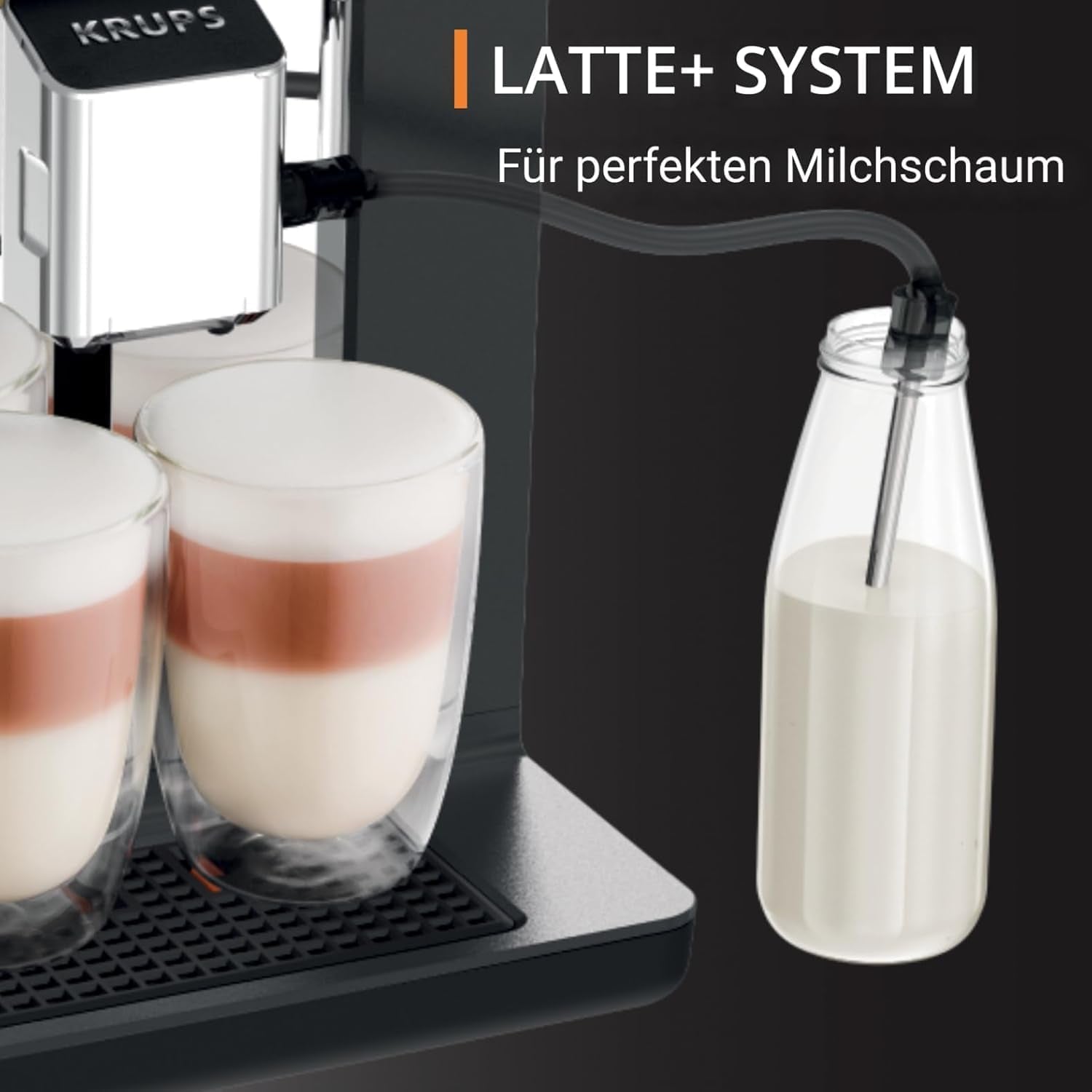 KRUPS Evidence En automatisk espressomaskin med mjölkslang, entrycks cappuccino, 12 specialdrycker, 2-koppsfunktion, färgdisplay, espressomaskin, TÜV-certifikat, svart, EA895N10