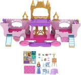 Mattel Disney Princess förvandlar leksetvagn till slott med liten norrskensdocka, 3 nivåer, 6 lekytor, 4 figurer, möbler och tillbehör HWX17 Naty Shop Dolls