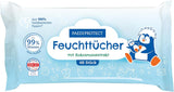 PAEDIPROTECT våtservetter för baby 1 x 10 st Känsliga våtservetter för babyvatten 99 % vattenparfymfri baby & barn ömtålig hud Kokosextrakt Mikroplastfri vegansk (5-pack)