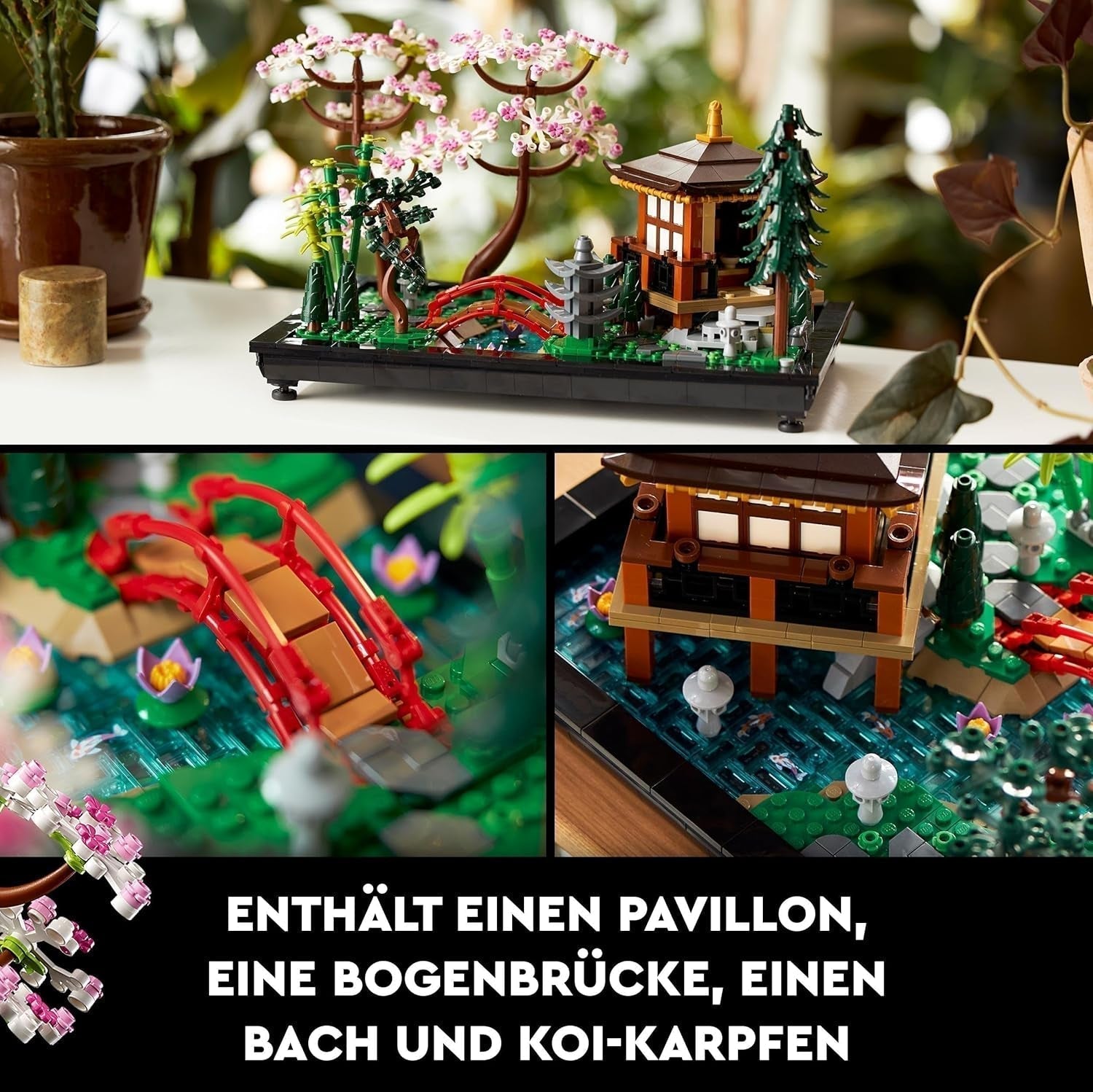 Lego Icons Garden of Silence - Vuxen Zen Botaniska trädgårdsset med lotusblommor - Anpassningsbar japanskt inspirerad skrivbordsdekoration - Present för kvinnor och män 10315 Byggset Besuche den LEGO-Store