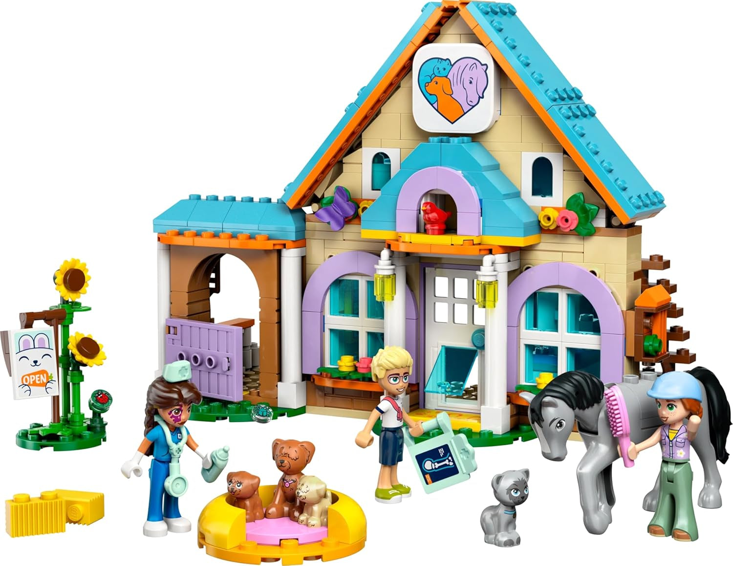 LEGO Friends veterinärskåp för hästar och husdjur, bygg- och lekset för fantasifulla rollspel med 3 minifigurer och 5 djurfigurer, presentidé för tjejer 7 år 42651 Byggset Besuche den LEGO-Store