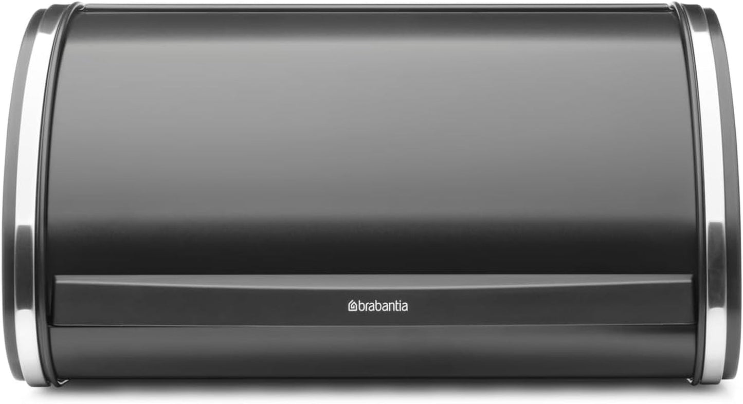 Brabantia rullbrödslåda - Kompakt bänkförvaringslåda för bröd, bagels och rullar med platt lock, slitstarkt stål - medelstor - mattsvart Matförvaringslådor Naty Shop Bright stål Ys/M