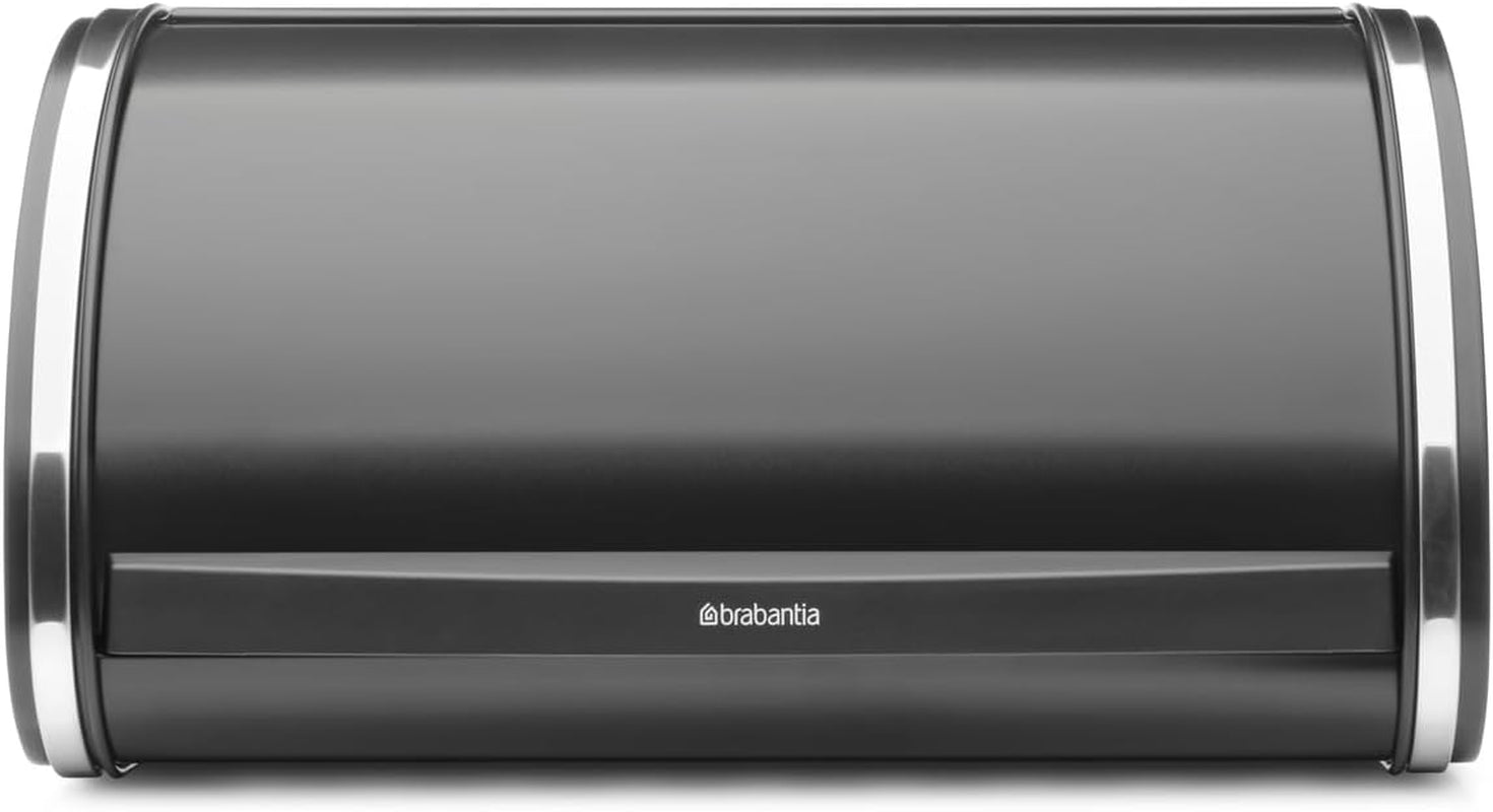 Brabantia rullbrödslåda - Kompakt bänkförvaringslåda för bröd, bagels och rullar med platt lock, slitstarkt stål - medelstor - mattsvart Matförvaringslådor Naty Shop Bright stål Ys/M