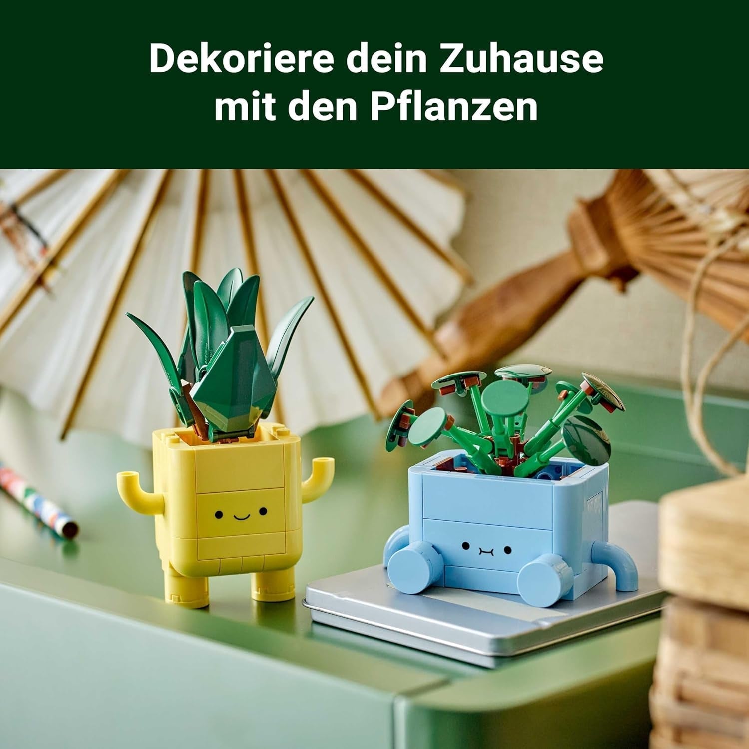 LEGO Botanicals Happy Plants - DIY-set för barn med 2 konstgjorda blommor och 2 färgglada blomkrukor med tecknade ansikten - Presentidé för tjejer från 9 år - 10349 Besuche byggset den LEGO-Store