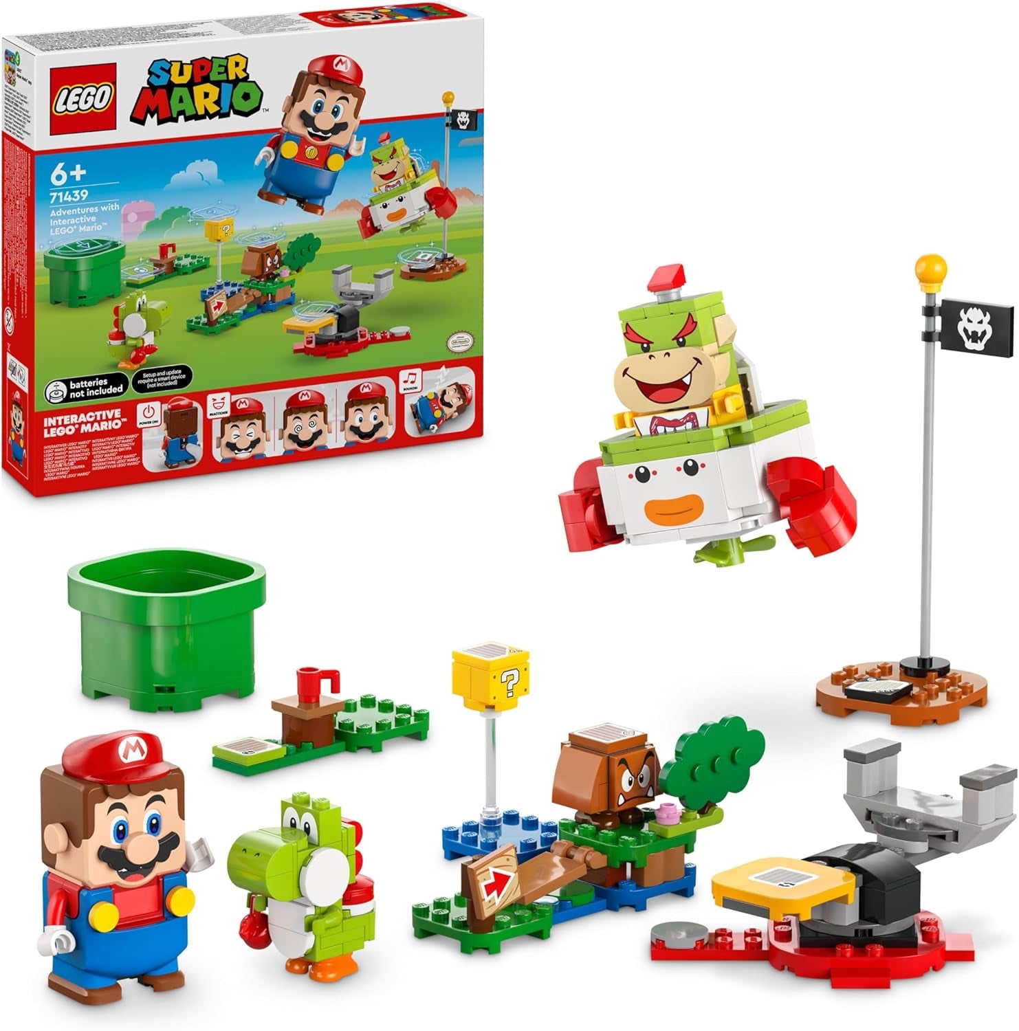 LEGO Super Mario Adventure med interaktiv Mario, Junior Clown Cart Set, Toy Yoshi, Nintendo-present för pojkar, tjejer och spelare 6 år gamla 71439 Byggset Besuche den LEGO-Store Standardtitel