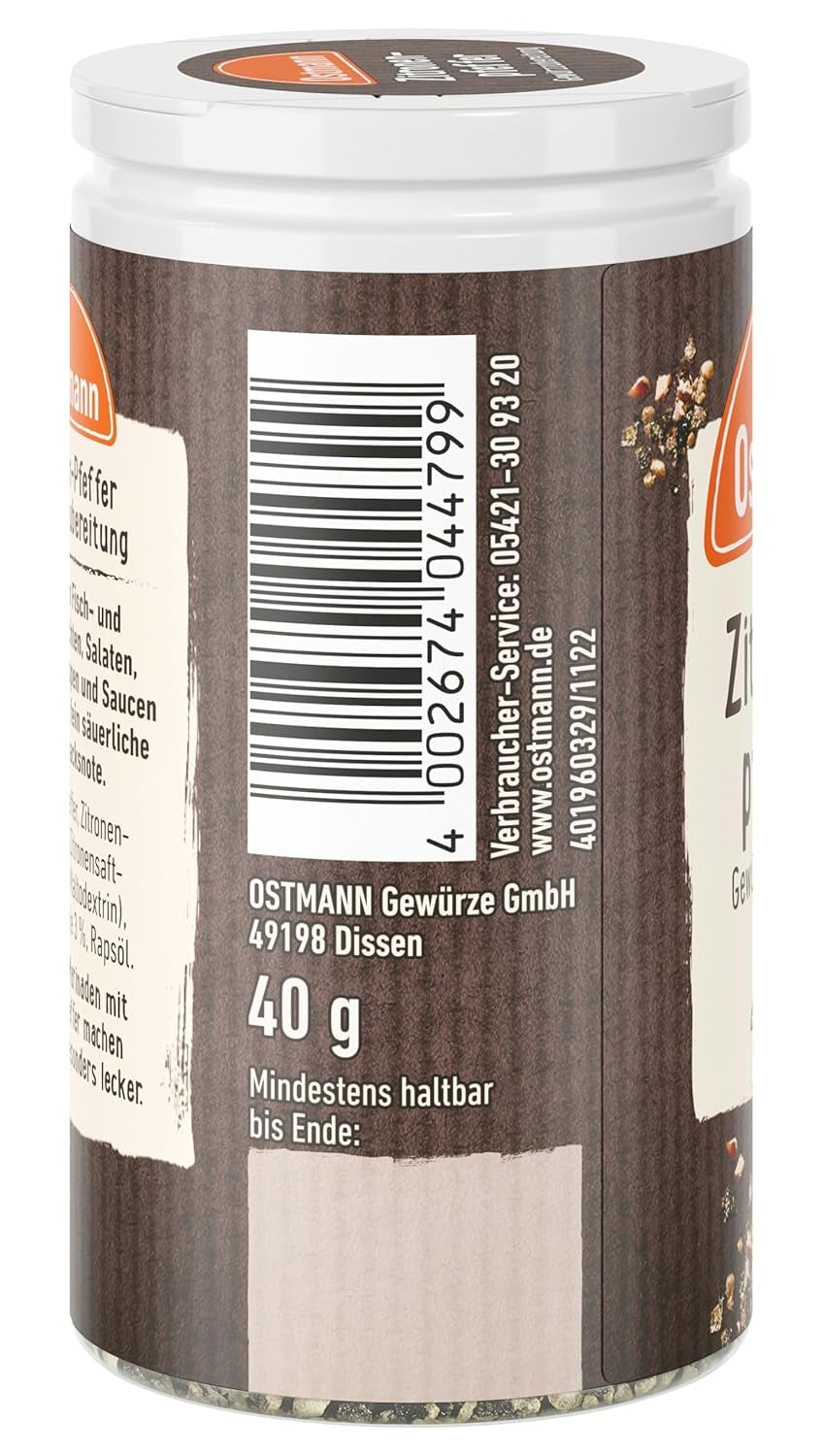 Ostmann Gewürze - Zitronenpfeffer Gewürzzubereitung | För salladsdressingar, såser och fiskrätter 40 g i Der Streudose