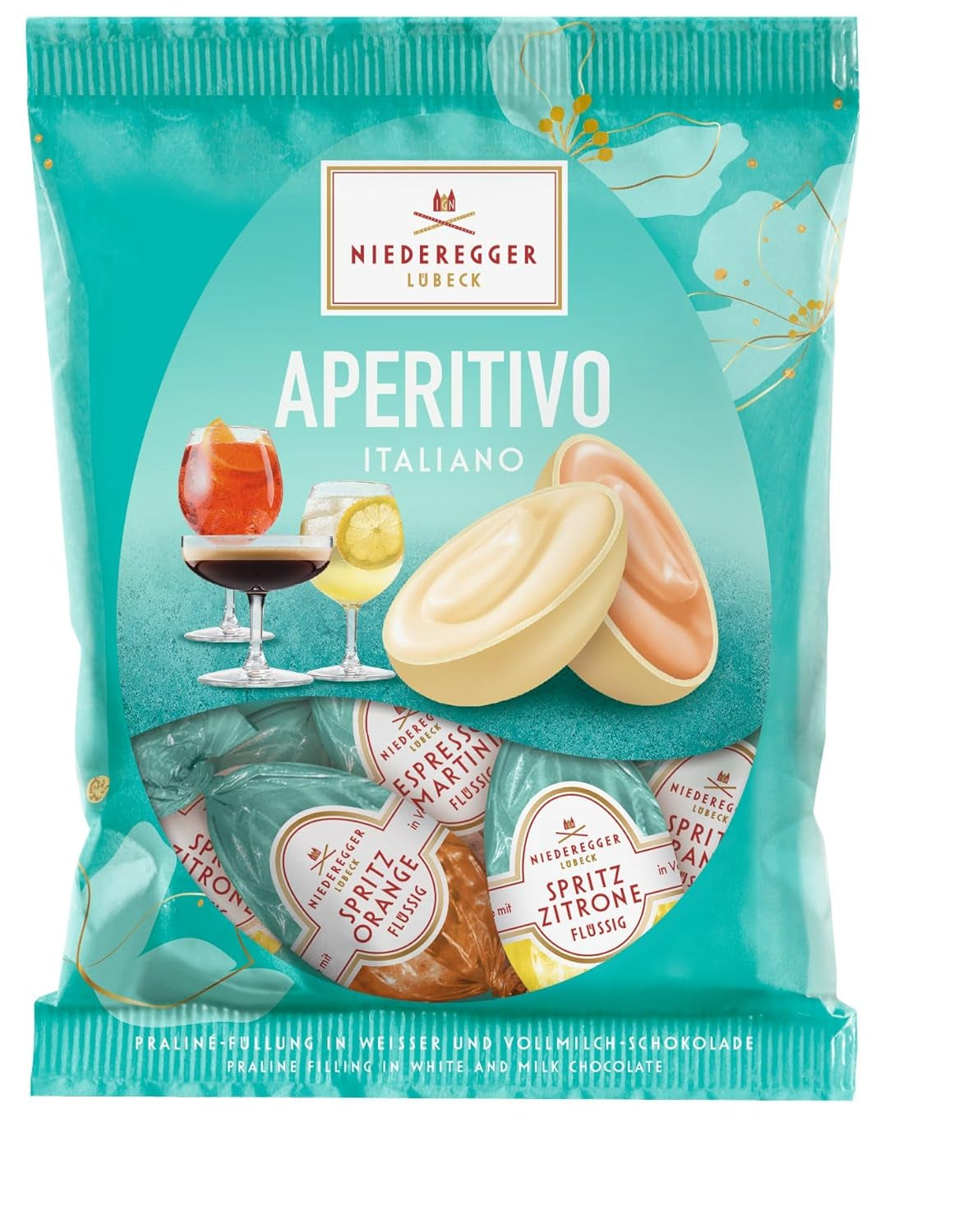 Niederegger | Pralinägg | Förrätt Italiano | 1 x 87g | Fyllda ägg i smakerna Lemon Spritz, Orange Spritz och Espresso Martini | Täckt med mjölk och vit choklad | påskgåva
