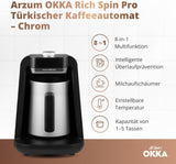 TURKISK KAFFEMASKIN Arzum OKKA RICH SPIN PRO (krom)