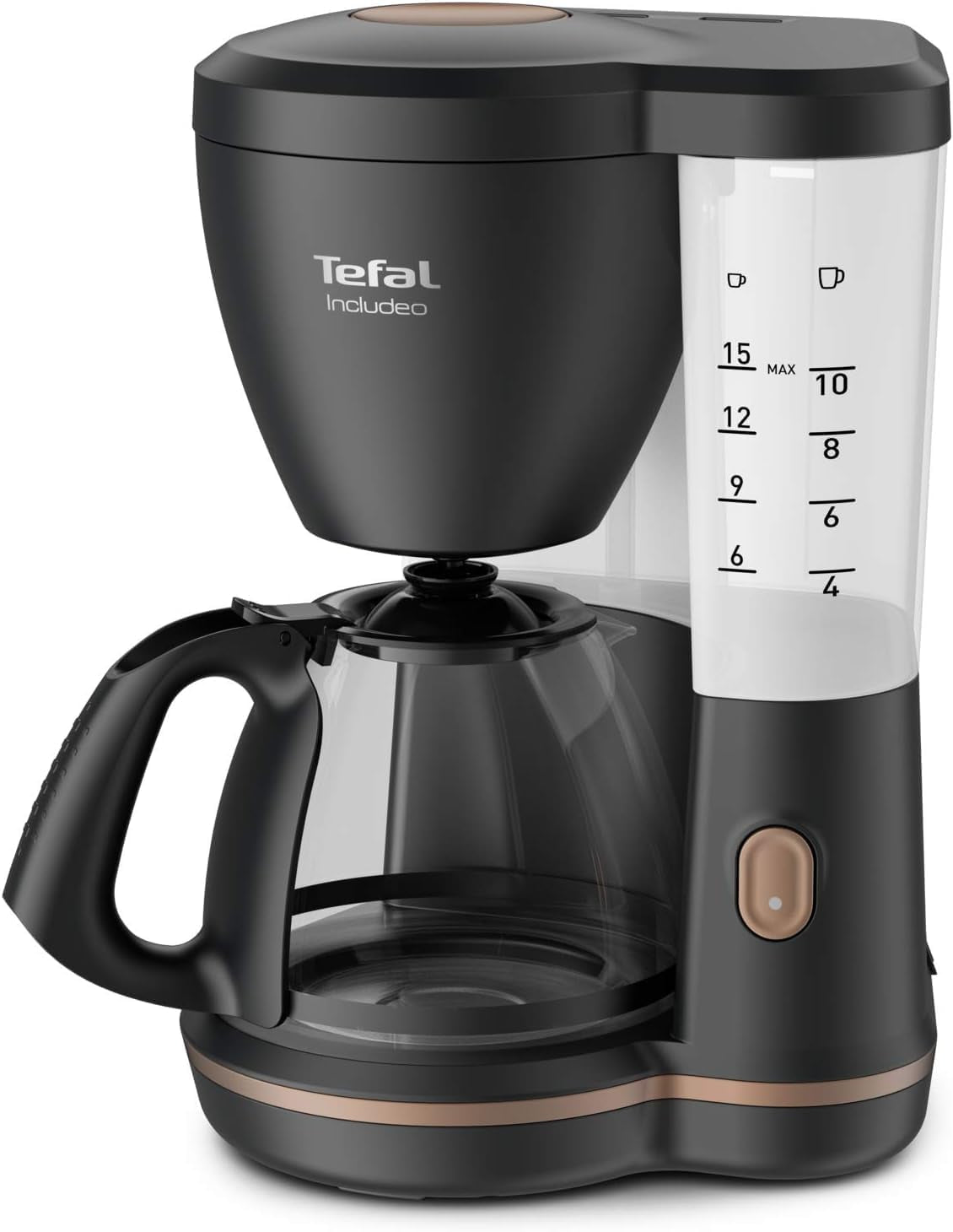 Tefal Includeo Filter Espressomaskin, Espressomaskin Extremt lätt att använda, Lämplig för höger- och vänsterhänta användare, Automatisk locköppning, 1,25 L, 10 till 15 koppar, CM533811