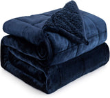 Bomullsblå tyngdfilt 6,8 kg Queen size flanell Shaggy Sherpa tyngdfilt för vuxna Bekväma tyngdfiltar för att lugna och slappna av Tunga täcken 152,4 X 203,2 Naty Shop Täcken & täcken Marinblå 48 X 72 15 Lb