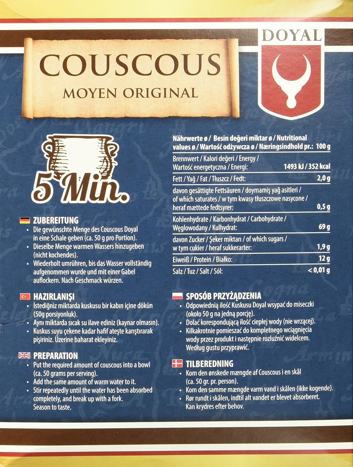 Couscous – Lätt och fluffig couscous med lätt nötsmak – En typisk nordafrikansk specialitet – 1 x 500g