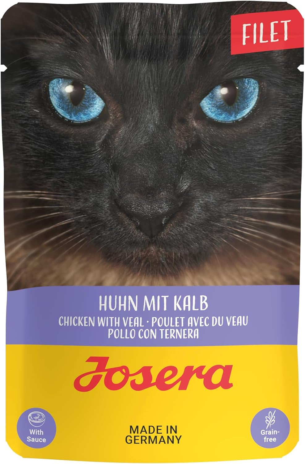 JOSERA Chicken and veal fillet (16 x 70 g) | Vuxen | Premium wet food for adult cats | Chicken and veal with 40% chicken fillet | Inga korn | Wet cat food in a freshness bag | Paket om 16
