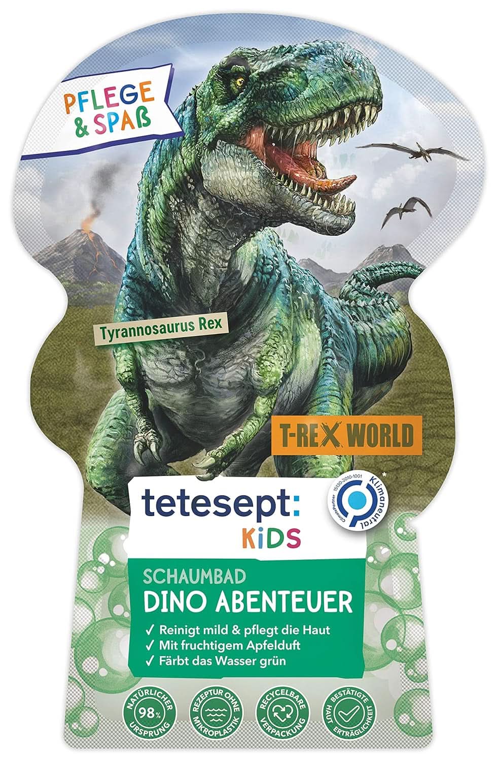 Tetesept Kids Dino - badtillsats för barn, skum, färgar vattnet grönt, 40 ml Naty Shop Standardtitel