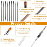 10 Stück Nailart Pinsel Set, Braun Nail Art Borstar Nailart Design Pinsel Nageldesign Pinselfür Gelnägelfür Heimwerker Maniküre Salon Zuhause Nailpinsel Set