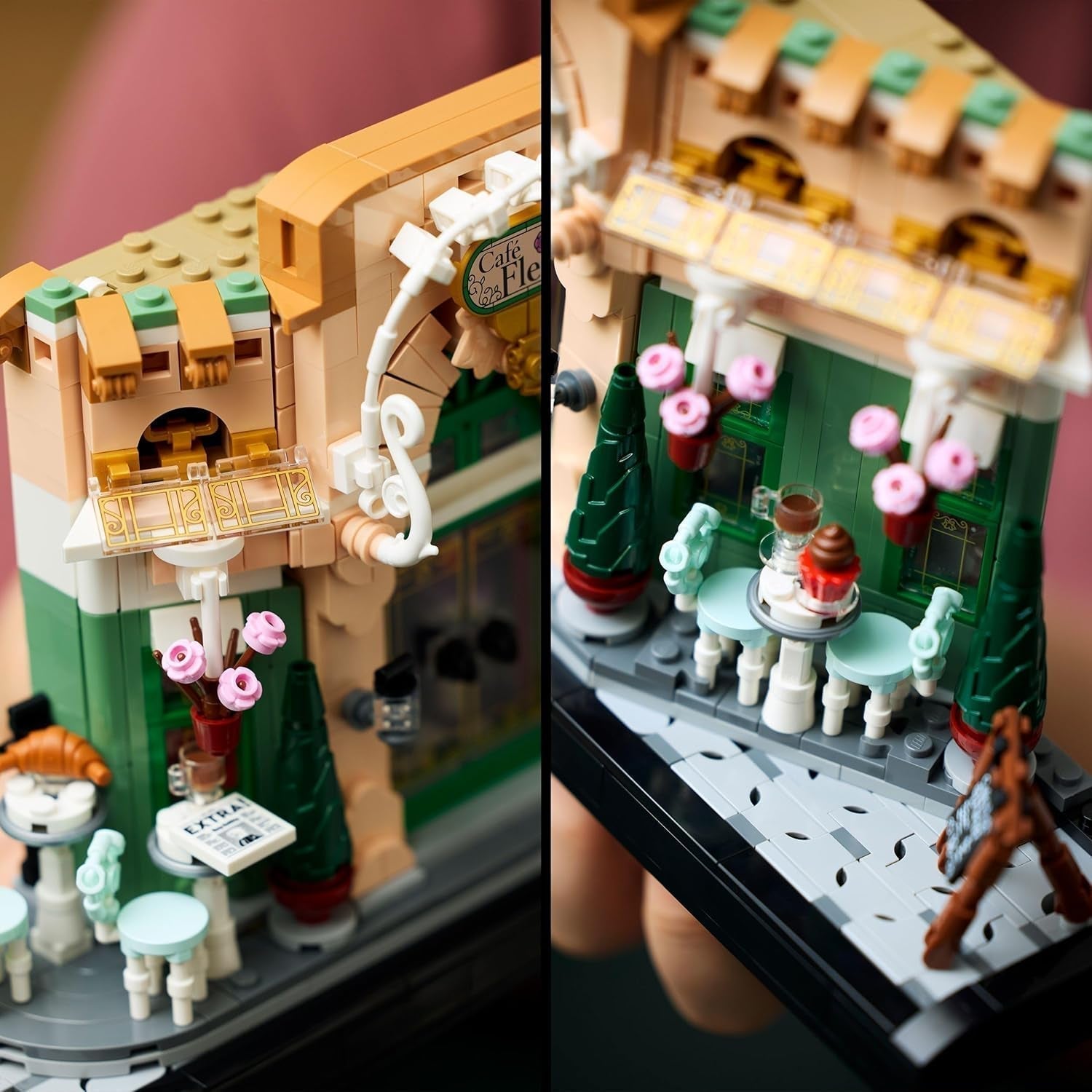 LEGO Icons French Café - Dekorationer för vardagsrum eller kontor - Byggset för vuxna inklusive pittoresk fasad, hängande blomkruka och stolar - Present för män och kvinnor 10362 Byggset Besuche den LEGO-Store