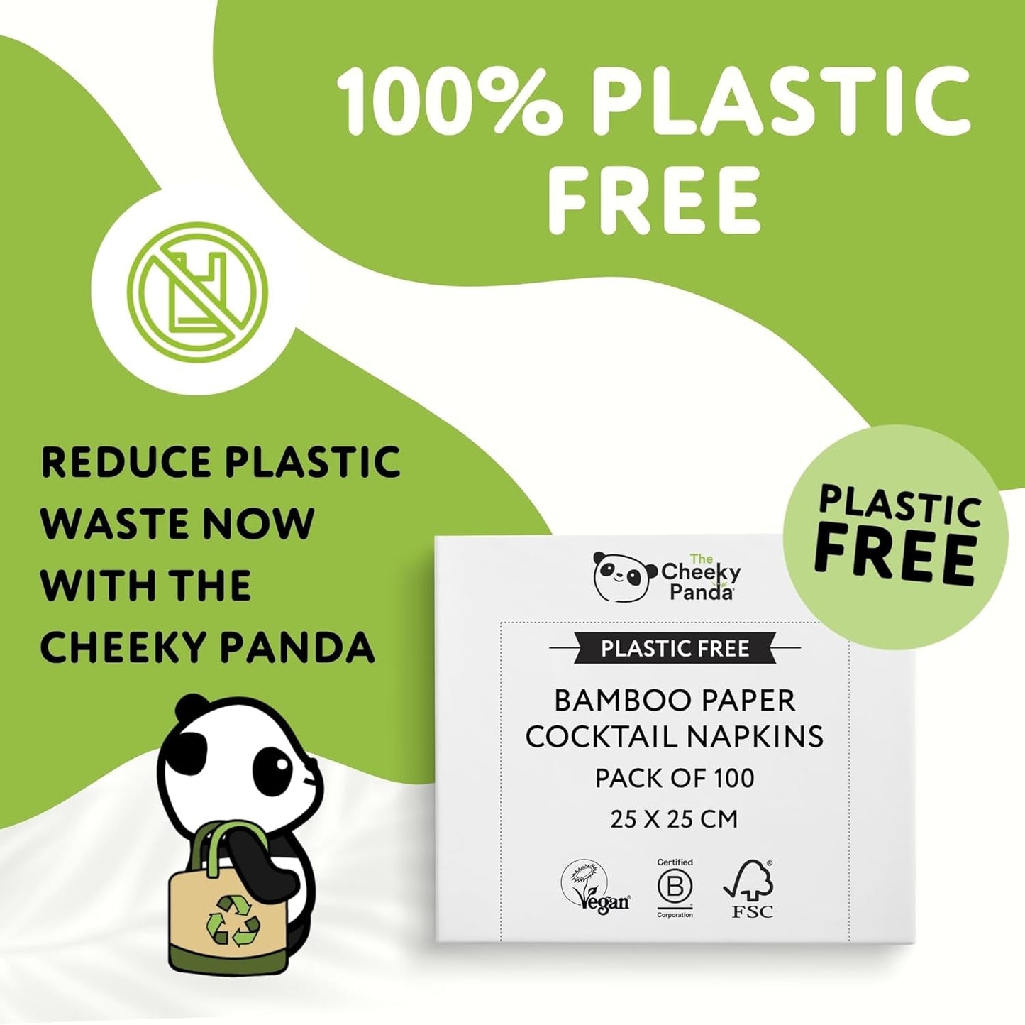 The Cheeky Panda Bamboo Cocktail Servetter | vita servetter 100 stycken pappersservetter