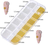 GZMAYUEN Nail Art Perlen Micro Caviar Für Nägel, 0,3-3Mm Goldene Silber Mini Caviar Strasssteine, Weiß Beige Mini Nägel Perlen Mikroperlen Dekor Für Nägel