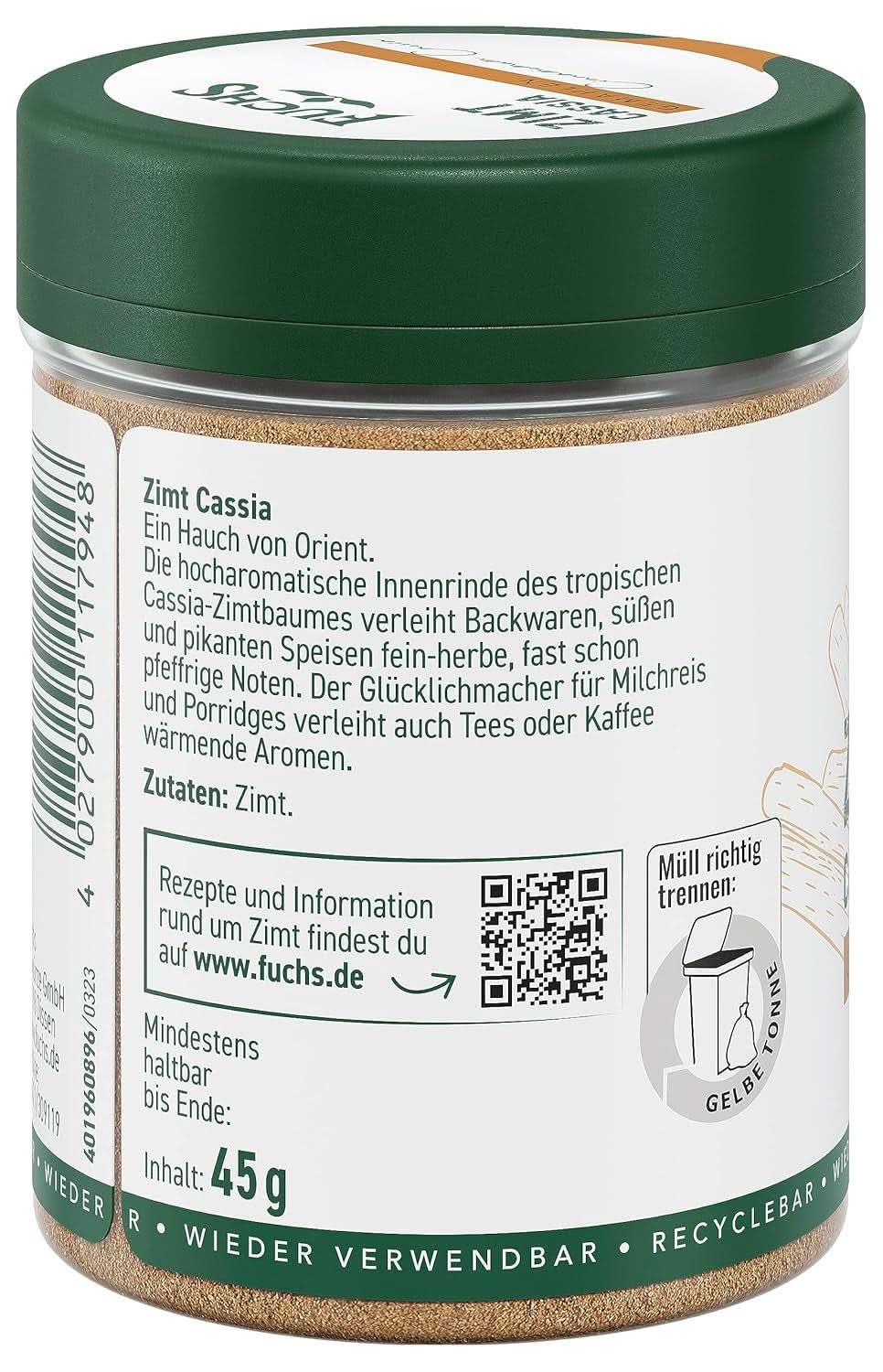 Fuchs Ground Cassia Cinnamon - För smaksättning av bakverk, desserter eller teer, 45 gram Condiments Naty Shop