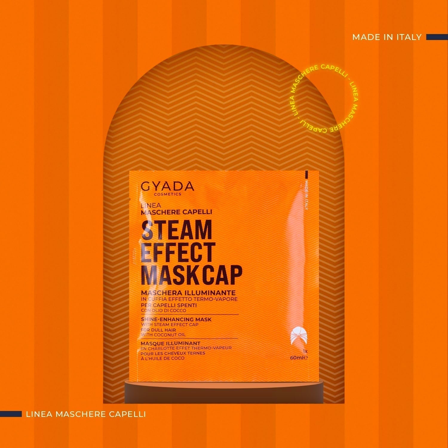 GYADA COSMETICS, hårmask gjord av lätt och vitaliserande material, ger glans och mjukhet, närande och reparerande effekt, med termisk lock, baserad på kokosolja och avokado, 60 ml Naty Shop hårmask