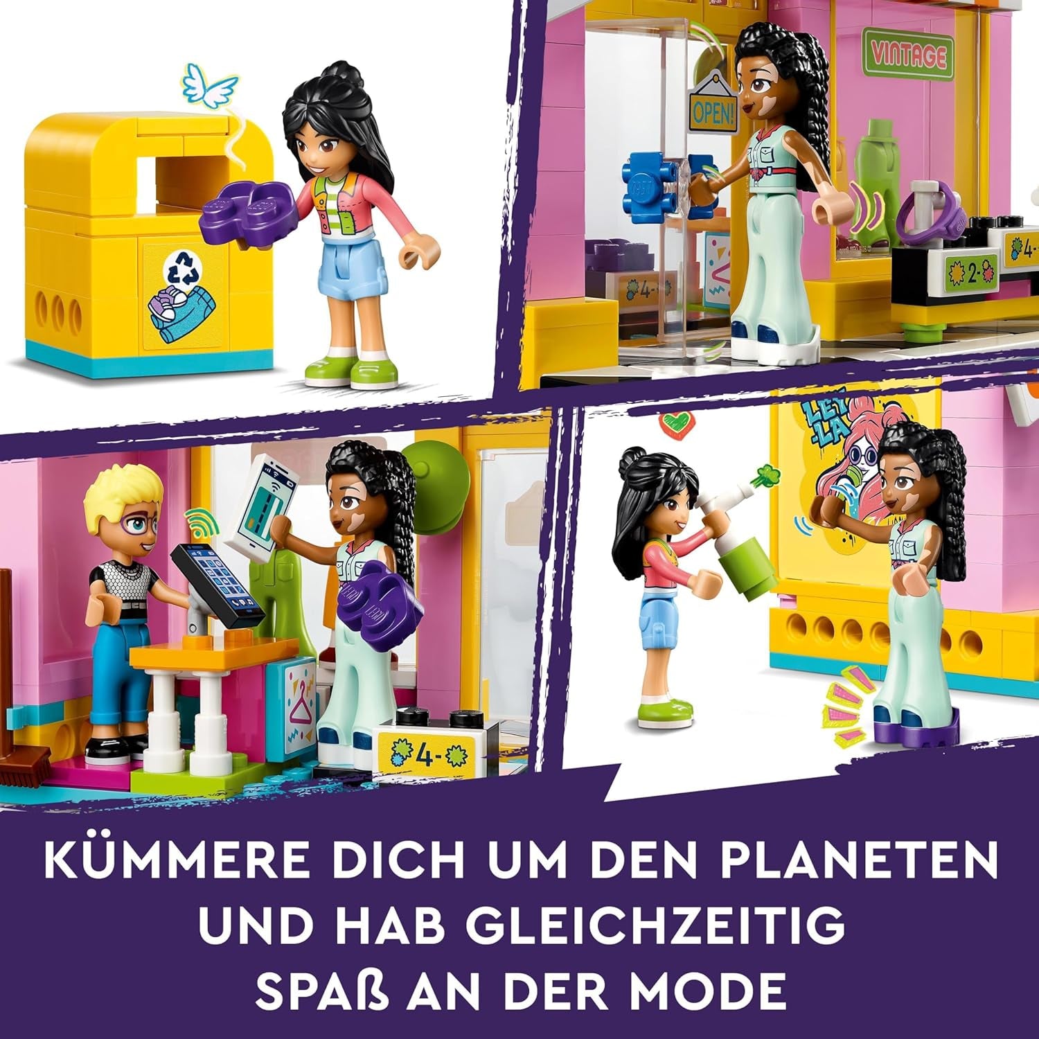 LEGO Friends Vintage Fashion Store Byggset för barn med leksaksaffär, figurer och katt, förebild för socio-emotionell utveckling, present till 6-åriga flickor och pojkar 42614 Byggset Besuche den LEGO-Store
