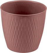 Set med 5 bruna krukor, diameter 16 cm - Rejäla plastkrukor - Dekorativ planteringskruka med dräneringsmöjlighet - Elegant kruka för inom- och utomhusbruk