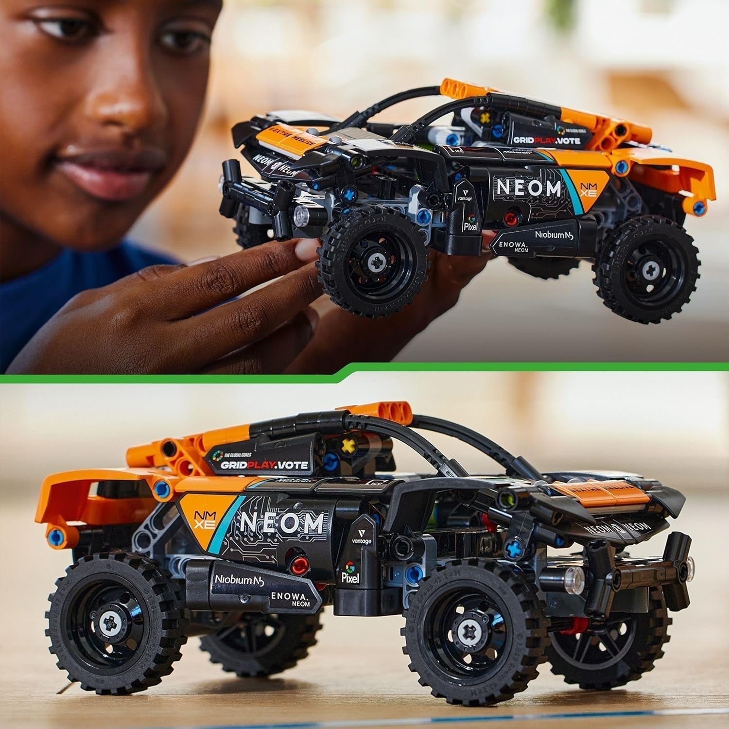 LEGO Technic NEOM Mclaren Extreme E Racing bilset, motorleksak för barn, byggbar vindbil, teknisk present för pojkar och flickor 7 år gamla 42166 Byggset Besuche den LEGO-Store
