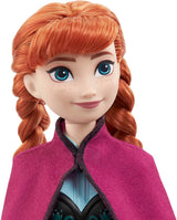 Mattel Disney Princess Anna docka, Ice Queen docka, kammat hår, mobil, i resedräkt, löstagbar cape, Disney presenter, 3 år gammal leksak, HLW49 Naty Shop Dolls