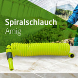 Amig - Spiralslang | Tillverkad av polypropen | Utdragbar upp till 7,5 m | Inkluderar bevattningslans, adapter och 2 skarvar | Pistage grön