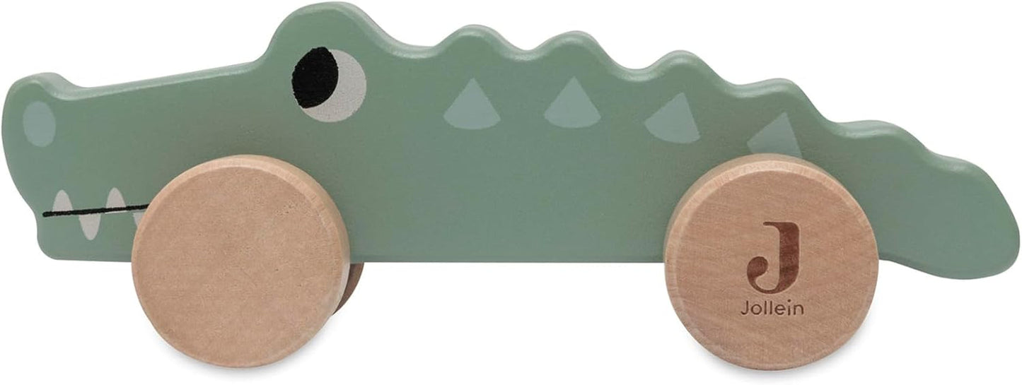Jollein 112-001-67090 Träleksak på hjul, grön Babyleksaker Naty Shop Croco