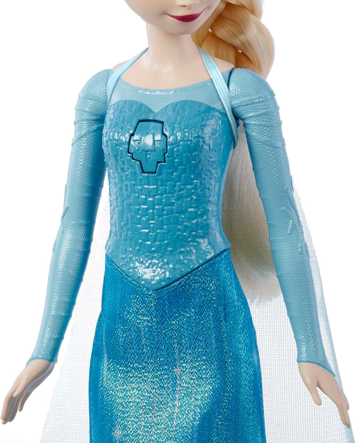 Mattel Toys Disney Frozen Elsa Singing Doll i ikonisk outfit, sjunger "Let It Go" från Disney-filmen på engelska, franska, tyska, italienska, JDL58