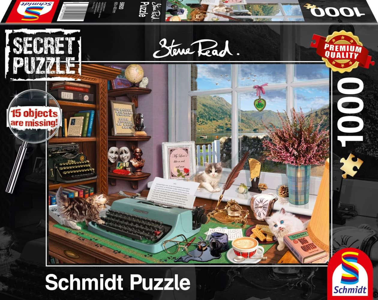Schmidt Spiele 59920 Vid skrivbordet, 1000 bitar hemligt pussel Pussel Naty Shop Standardtitel