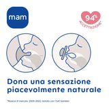 MAM Napp 6+ månader (2 Pack) MAM 6-16 Months Glow in the Dark med gumminapp, 2 Pack med steriliserande napphållare, Ljusblå/Ljusblå