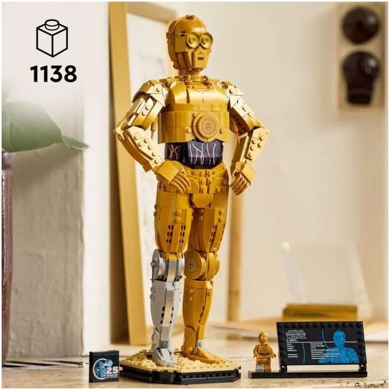 LEGO Star Wars C-3PO B, byggbar droid, modell att samla, bygga och visa, nostalgisk presentidé för vuxna och fans, samlarbit, fantasylekset 75398 Byggset Besuche den LEGO-Store