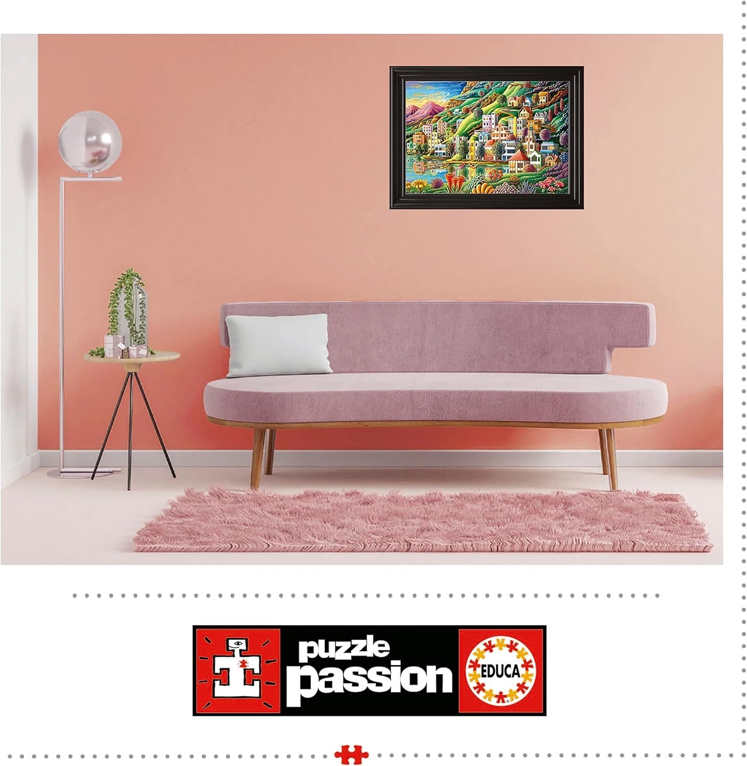 Educa - Pussel 500 bitar för vuxna | Färgglad by vid sjön, 500-bitars pussel för vuxna och barn från 11 år, landskapspussel, illustration (19552) Puzzle Naty Shop