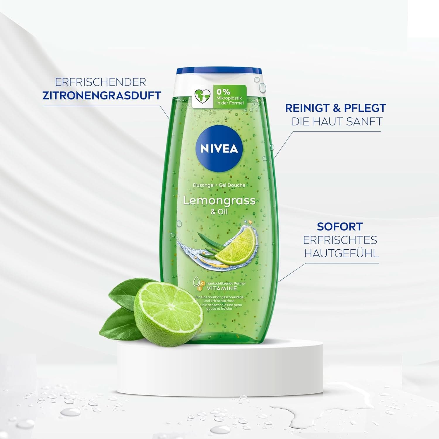 NIVEA Lemon Grass And Oil duschtvål, 250 ml dusch och bad Naty Shop
