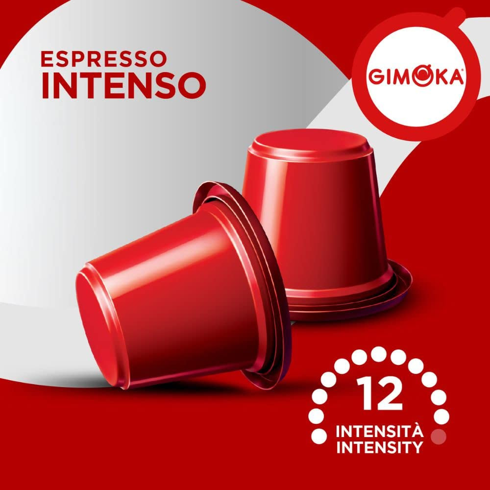 Gimoka Kaffeekapseln Espresso Intenso, Intensität 12/13-100 Kapsel - Kompatibel med Nespresso* Haushalts-Espressomaschinen - 100 Stück (10 x 10 Getränke) - Hergestellt i Italien