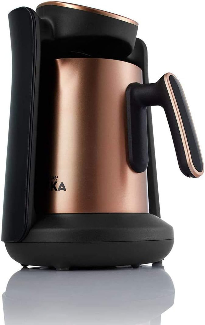 Arzum Okka Minio turkisk kaffebryggare, Moka, 1-4 koppar, 300 ml kanna i rostfritt stål, Spillskydd, Smart Brewing System, Tvättbar kanna, 480W, Koppar