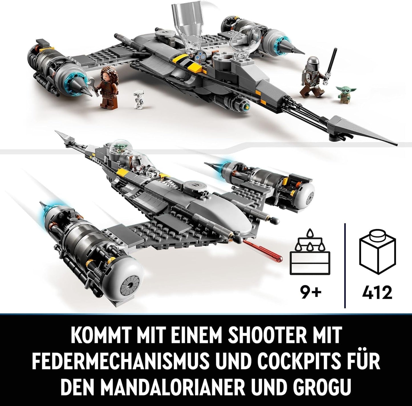 LEGO Star Wars Mandalorian Fighter N-1 från Boba Fetts bok Byggleksak med rymdskepp Set med 4 karaktärer inklusive Baby Yoda-figur 75325 Byggset Besuche den LEGO-Store