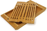 Relaxdays Rullande brödkorg med låda, bambu, HxBxD: 21 x 40,5 x 28 cm, trä, natur & bambu skärbräda ca. 3 x 37 x 21,5 cm Skärbräda med smulbricka för enkel rengöring naturliga matförvaringslådor Naty Shop