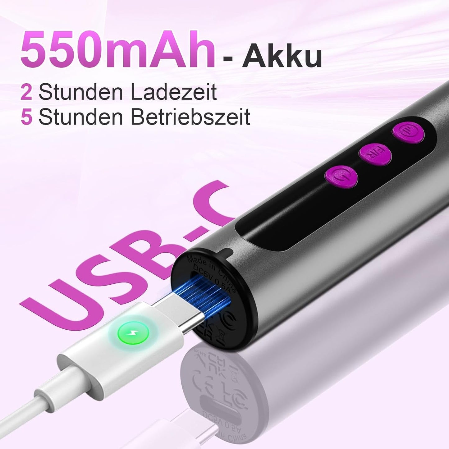Sladdlös elektrisk nagelfil - 35000 RPM för gelnaglar, 12 i 1 professionell nagel- och akrylnagelfil, 5-hastighets manikyr- och pedikyrset