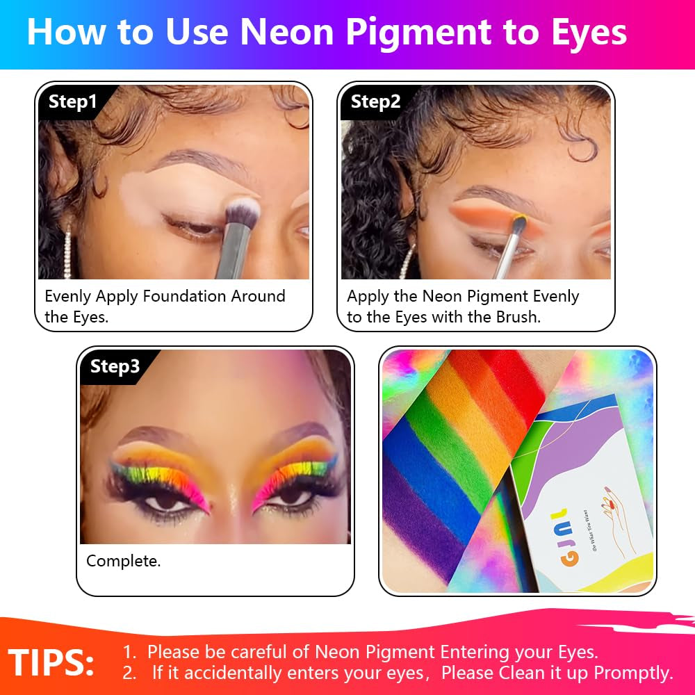 Neon Fosfor Pigment Pulver Für Nägel Lidschatten - 12 Färger Neon Nagel Glitzer Augenpulver Maniküre Halloween Neon Smink Dekoration Nail Art Staub Pigment
